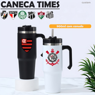 Caneca times Unick Térmica Inox 900ML Inoxidável com tampa e canudo futebol HONG em Oferta na Shopee