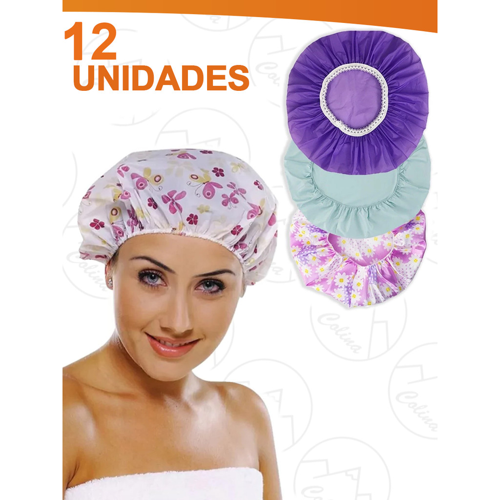 Kit 12 Toucas Para Banho Com Elástico Impermeável Tintura Hidratação Várias Estampas  Nano Shop