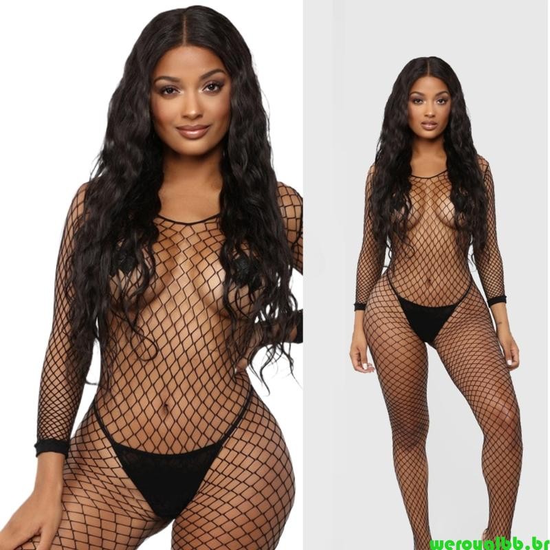 weroyalbb Macacão Feminino Arrastão Bodystocking Babydolls Comprida Body Lingerie
