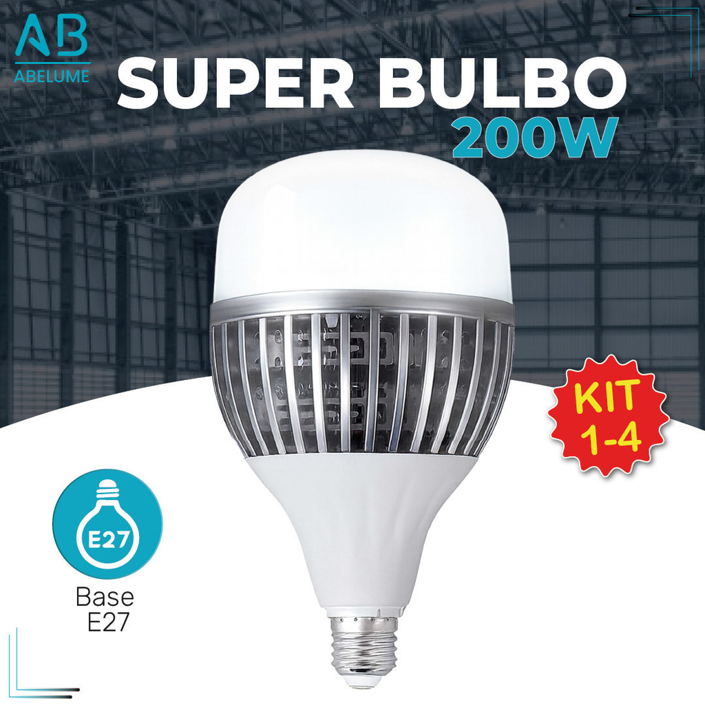 Super Bulbo Lâmpada Led 200W E27 Alta Potência Luz Branca 6500k Dissipador de Calor Bivolt