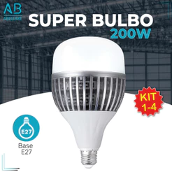 Super Bulbo Lâmpada Led 200W E27 Alta Potência Luz Branca 6500k Dissipador de Calor Bivolt