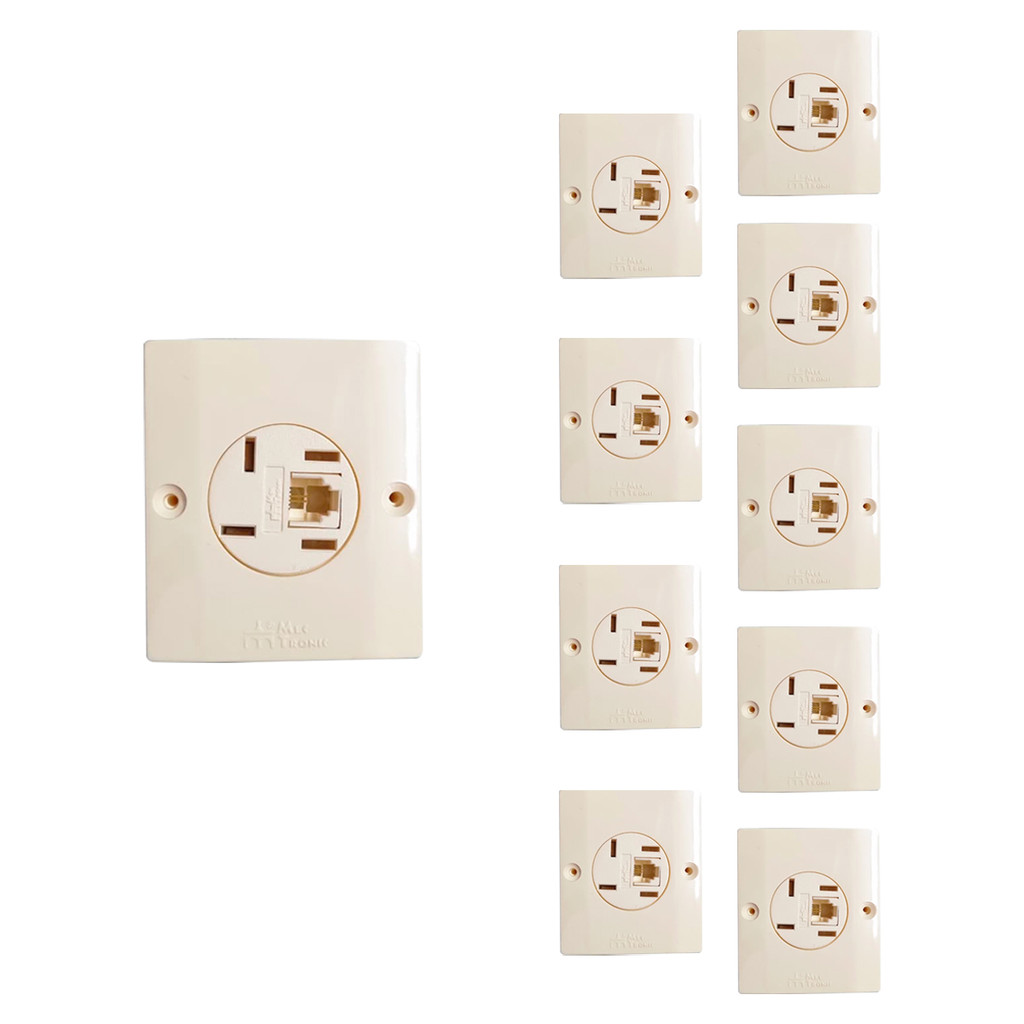 Kit 10 Tomada Externa Sobrepor Para Telefone Keystone RJ11 Bege