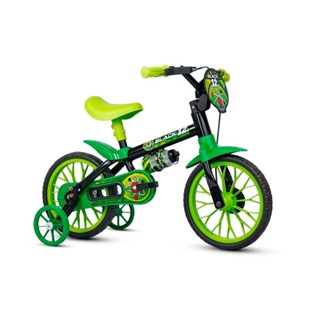 Bicicleta Infantil Nathor Aro 12 Preta e Verde Com Rodinhas Segurança e Aprendizado Divertido em Oferta na Shopee