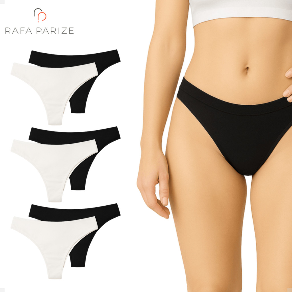 Kit 6 Calcinha Basica Microfibra Fio Dental Sem Costura Rafa Parize Calcinha Invisivel Algodão