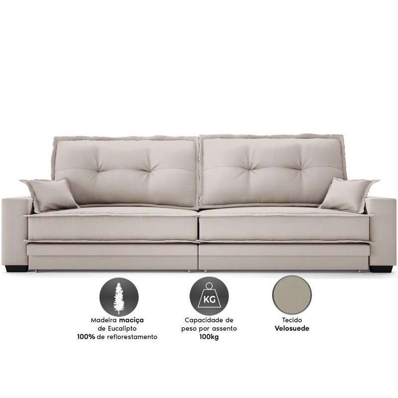 Sofá Palermo 2,40m Retrátil e Reclinável Velosuede - NETSOFAS · foto 2