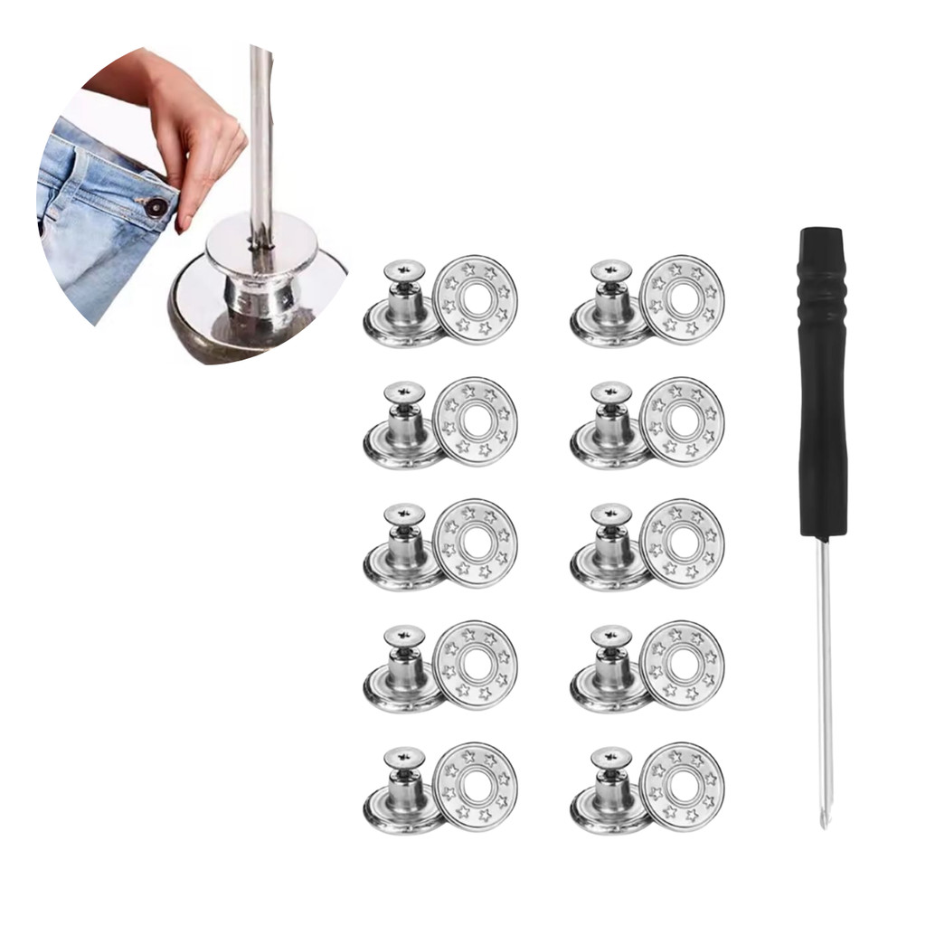 Kit 10 Botão Metal Reparo Fixação Sem Costura Calça Jaqueta em Oferta na Shopee