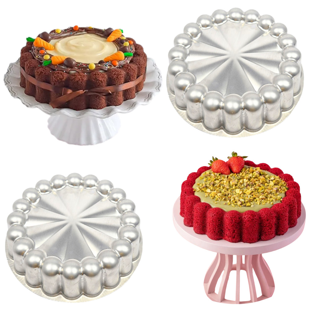 Kit 2 Formas Bolo Pudim Charlorte Decorada 22x6 cm  Caparroz em Oferta na Shopee