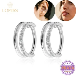Piercing Nariz Septo Argola Circular Prata 925 Lateral Cravejado Fileira Zircônia Segmento Articulado Boca Conch Orelha