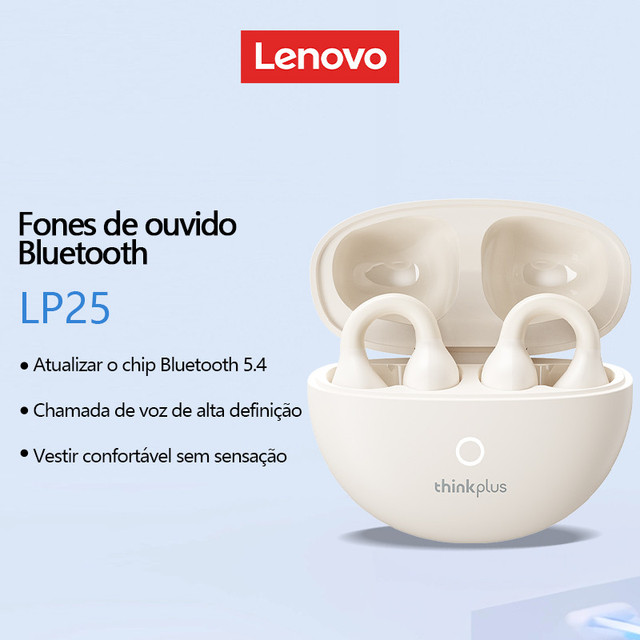 Lenovo LP25 Fone De Ouvido Intra-Auricular Portátil Sem Fio Bluetooth 5.3 Com Microfone HIFI Qualidade De Som Para Jogos