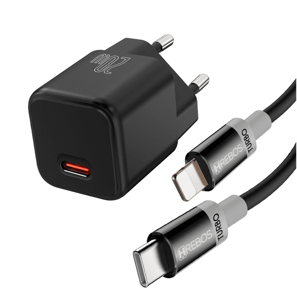 Carregador Turbo 20w Para iPhone Hrebos Usb-C/Lightning - HS-387i