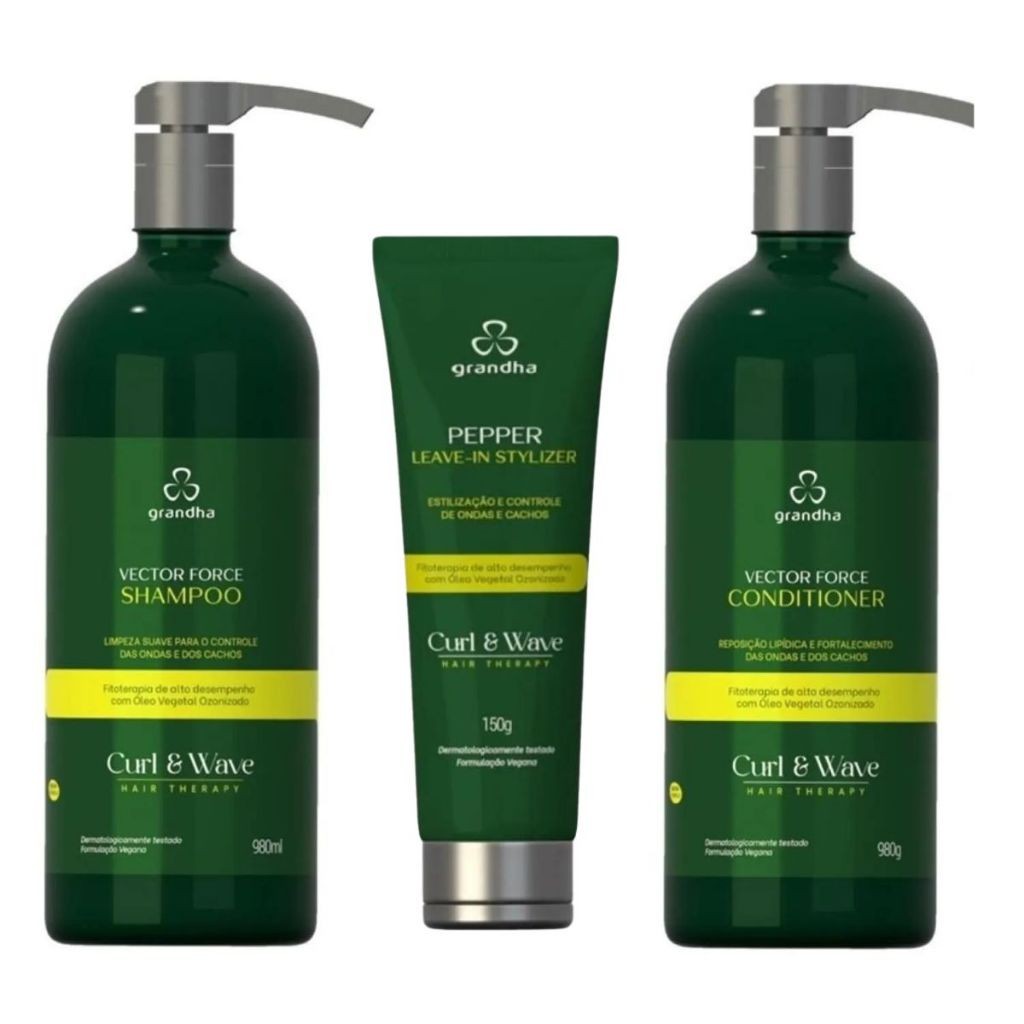 Kit Grandha Vector Force Curl Wave Profissional 980 ml em Oferta na Shopee