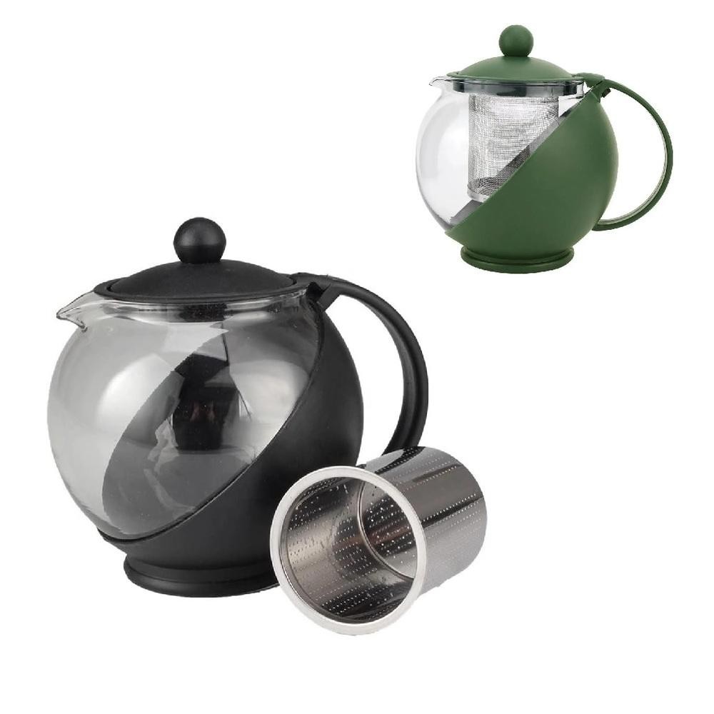 BULE DE VIDRO COM INFUSOR PARA CHA E CAFE 1250ML CAFETEIRA INOX JARRA DE SUCO COM COADOR GRANDE