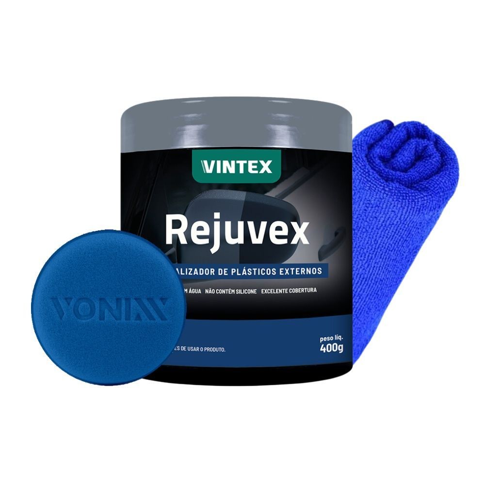 Kit Rejuvex Revitalizador De Plasticos Externos 400g Vonixx Vintex + Toalha + Aplicador em Oferta na Shopee
