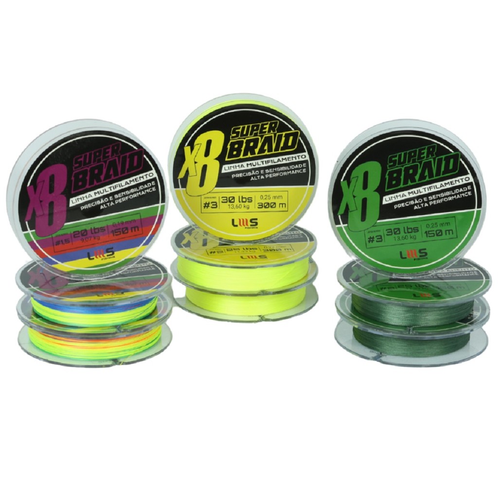 Linha Multifilamento de Pesca Esportiva Lumis Super Braid 8x 8 Fios Rolo Com 300 Metros