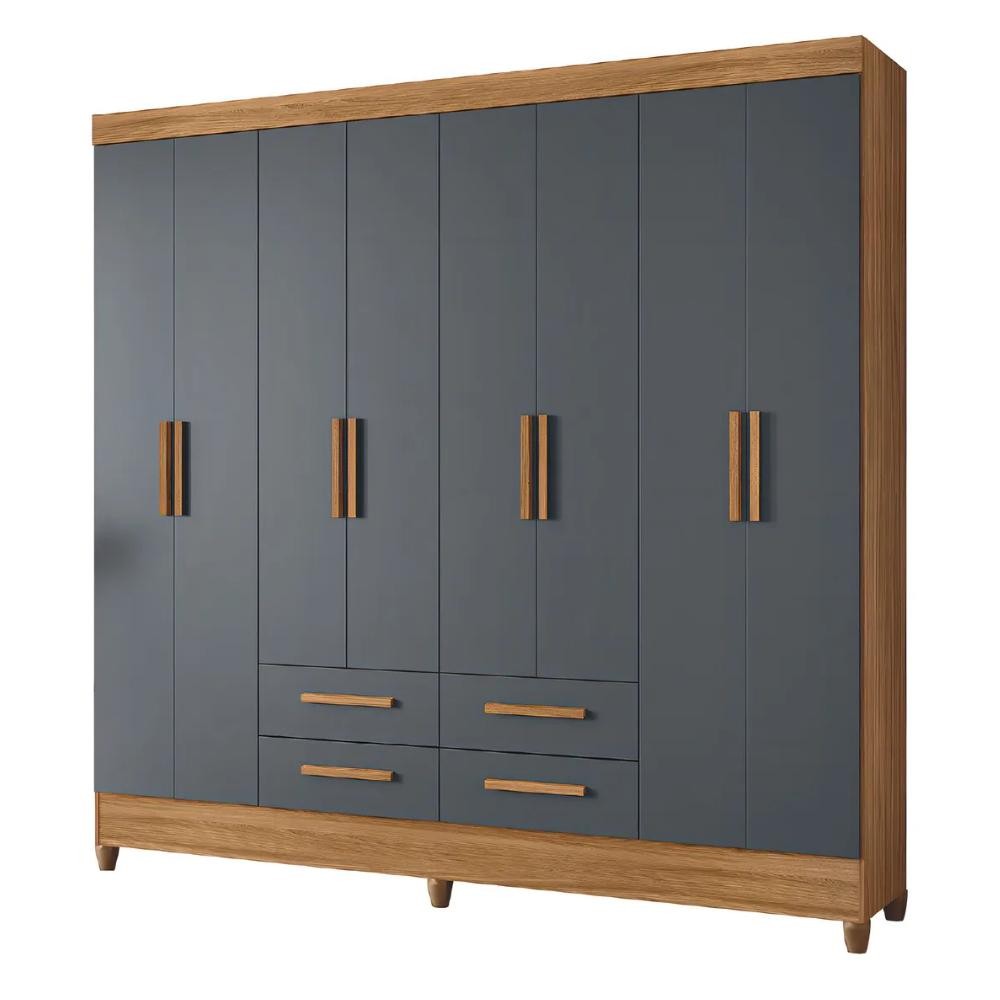 Guarda Roupas Casal 8 Portas 4 Gavetas Freijó/Cinza Flórida Moval em Oferta na Shopee