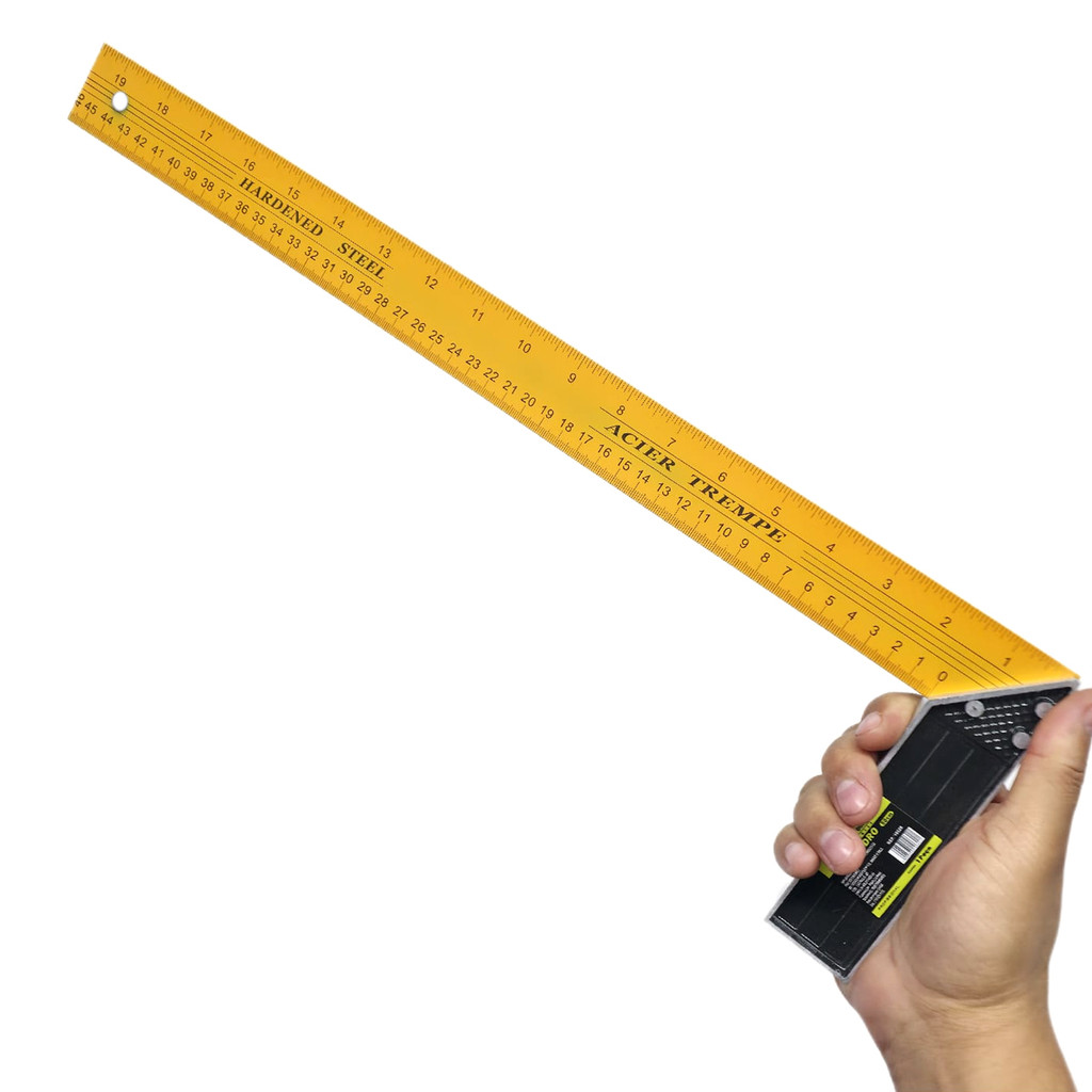 Esquadro Metálico 50cm 20 Pol Para Marcenaria E Serralheria Graduação em Milímetros e Polegadas