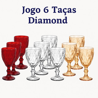 Conjunto de 6 taças de vinho de vidro de cor vermelha de 340 ml Natal em Oferta na Shopee