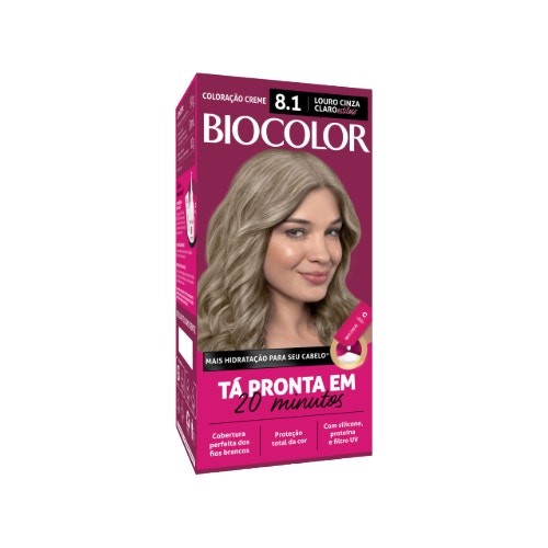 Tinta de Cabelo Biocolor Mini Kit Louro Acinzentado Radiante 8.1 em Oferta na Shopee