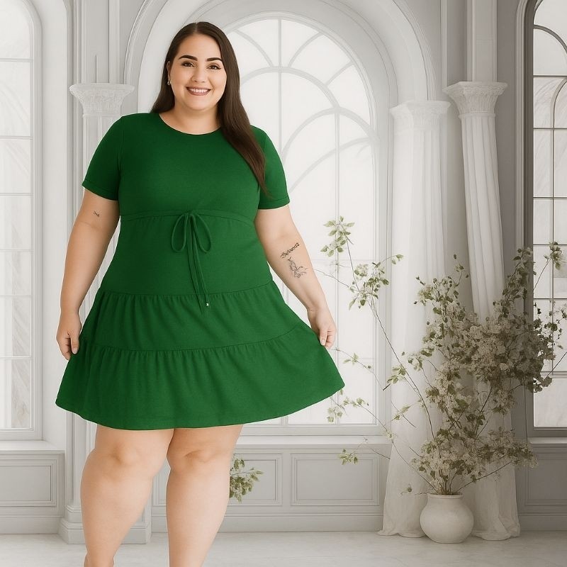 Vestido plus size moda maior viscolycra veste 44 ao 48 GG soltinho com manguinha três Marias malha