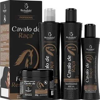 Kit Capilar Shampoo Condicionador Mascara de Hidratação Leave In Cavalo de Raça Anti Queda Força e Crescimento Bio Ins em Oferta na Shopee