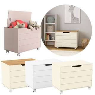 PROMOÇÃO Baú Organizador com Rodas Caixa de Brinquedo Quarto Infantil 70cm com Rodízio Pistão MDF