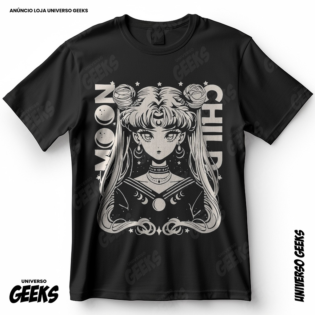 Camiseta Sailor Moon Usagi Tsukino Moon Child Estética Mangá Vintage Retrô Blusa Camiseta De Anime 100% Algodão