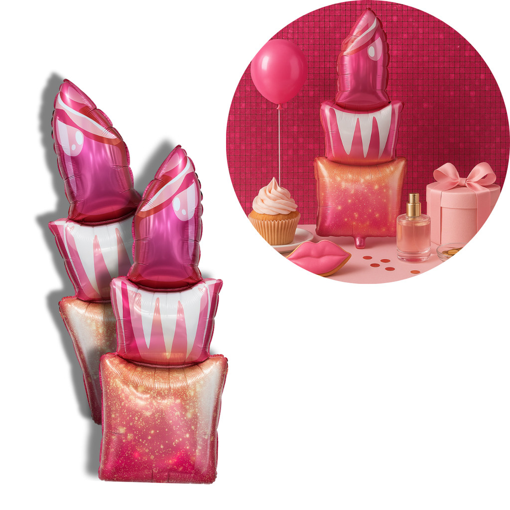 Kit Balão Metalizado Batom  105 cm Rosa Luxo | Decoração Festa  Make Party Aniversário, Beauty Party