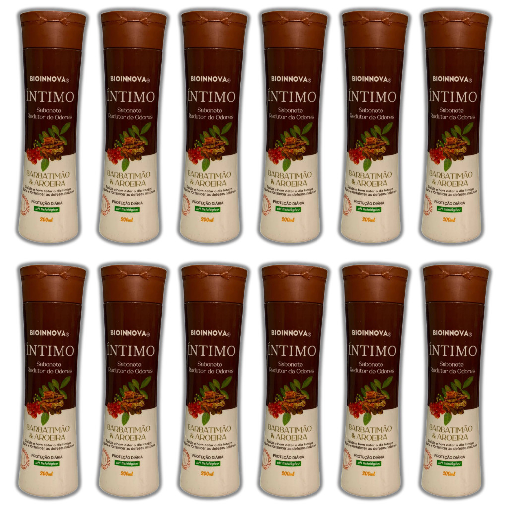 Kit 12 Sabonetes Intimo Barbatimão e Aroeira 200 ml BioInnova