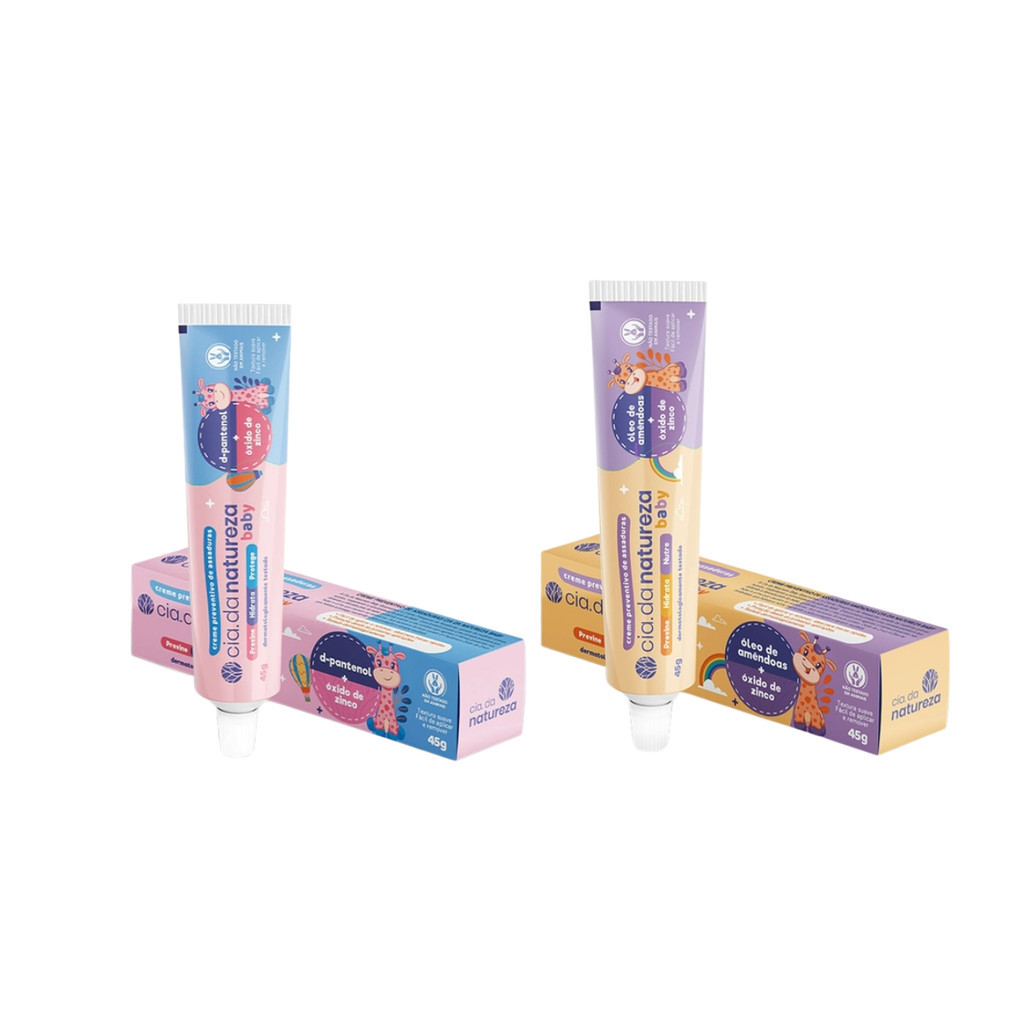 Kit C/2 Creme Pomada Assaduras Cia da Natureza Baby - Tradicional 45g + Óleo de Amêndoas 45g em Oferta na Shopee