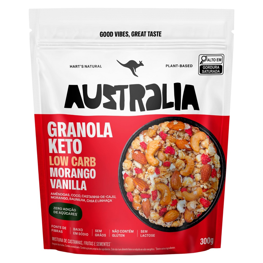 Harts - Granola Australia Keto Low Carb - 300g - Morango Vanilla