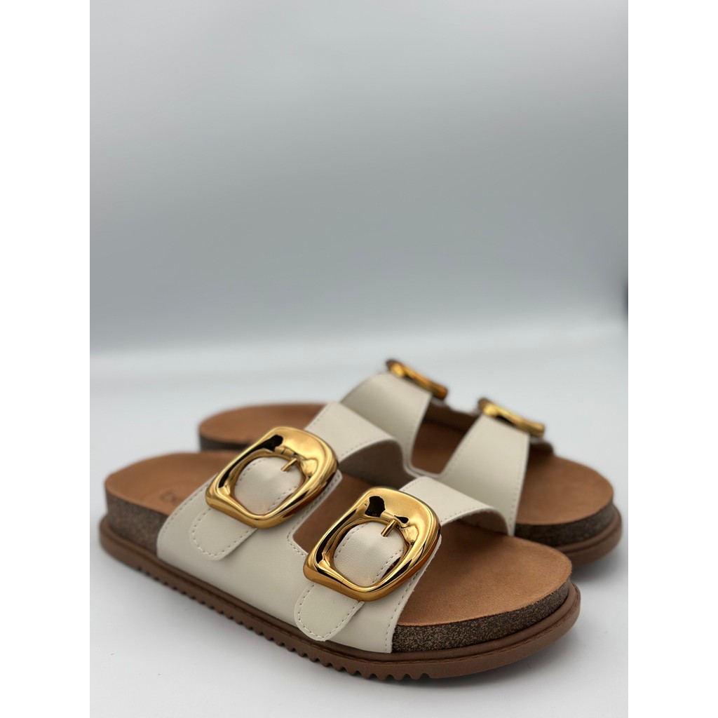 Chinelo Sandália Feminina Elegante Papete Birken Slide Flatform Beira Rio Original Conforto com Fivelas Metalizadas pape
