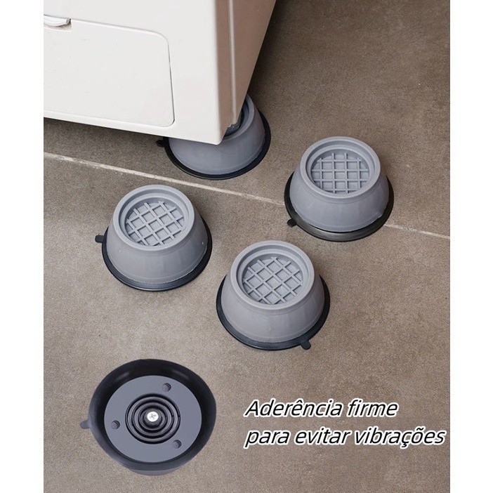 Kit 4 Peças Suporte Anti Vibração Amortecedor Pezinho Suporte Pé Máquina de Lavar Roupas Nivelador