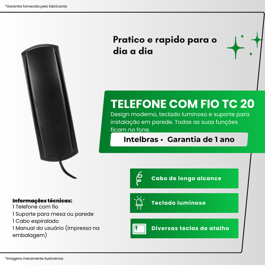 Telefone Com Fio Intelbras TC 20