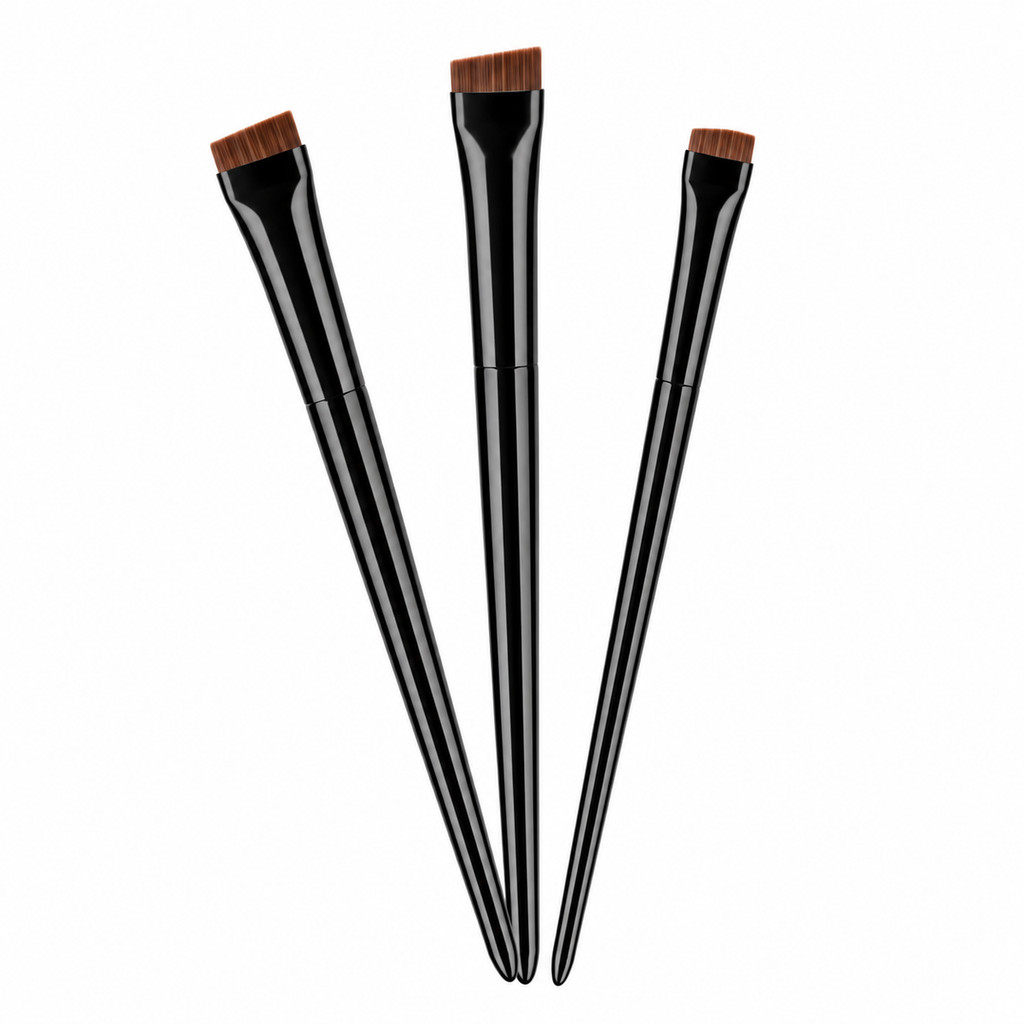 Kit 3 Pincéis Chanfrado Delineador Sobrancelha Henna Maquiagem Profissional Preciso Design Olho Gato