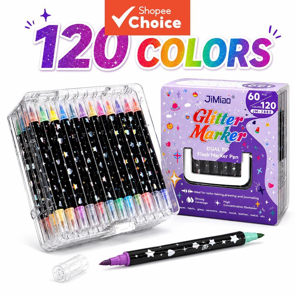 Marcadores De Glitter De Cores Duplas , 12/24/36/48/60 Peças , Cartões De Scrapbooking , Pôster , Álbum , Decoração , Ca