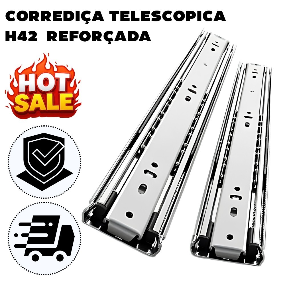 6 Pares Trilho Telescópico H42 600mm Corrediça Ferragem P/ Gaveta Ok