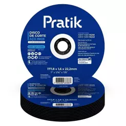 Disco Corte Pratik 7P 178 x 1,6 x 22,2 Aço/Inox Embalagem com 10 Unidades