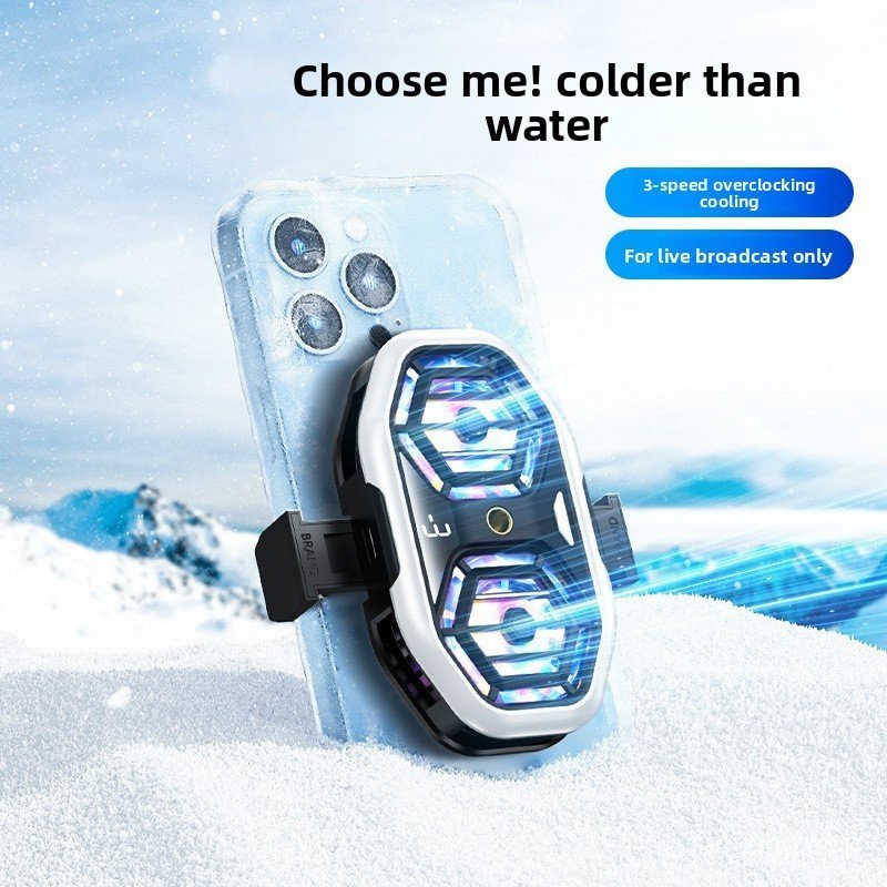 Novo Refrigerador De Telefone Semicondutor De Ventilador Duplo Com Suporte , Display Digital E Clipe Traseiro Sem Fio