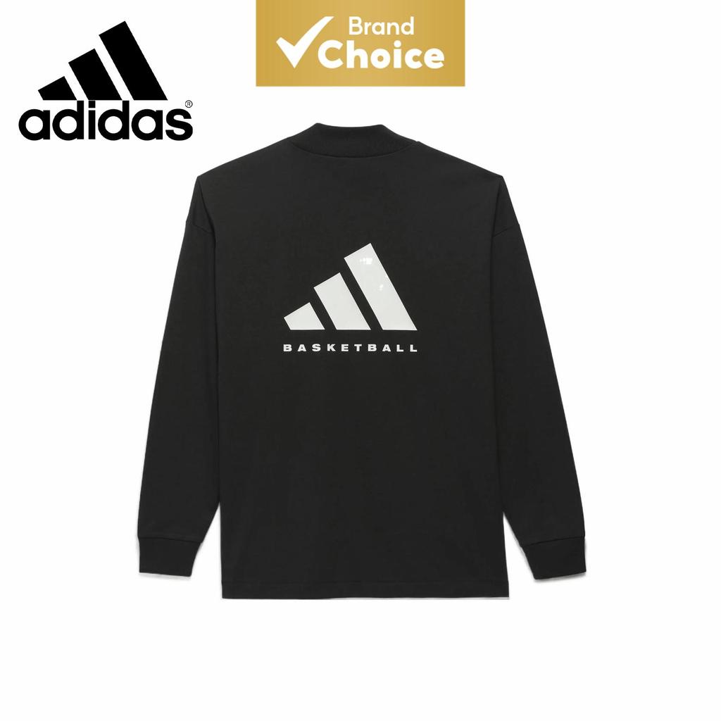 Adidas Originals Camiseta T-shirt unissex de algodão puro com estampa de logo, gola redonda, manga longa, esportiva