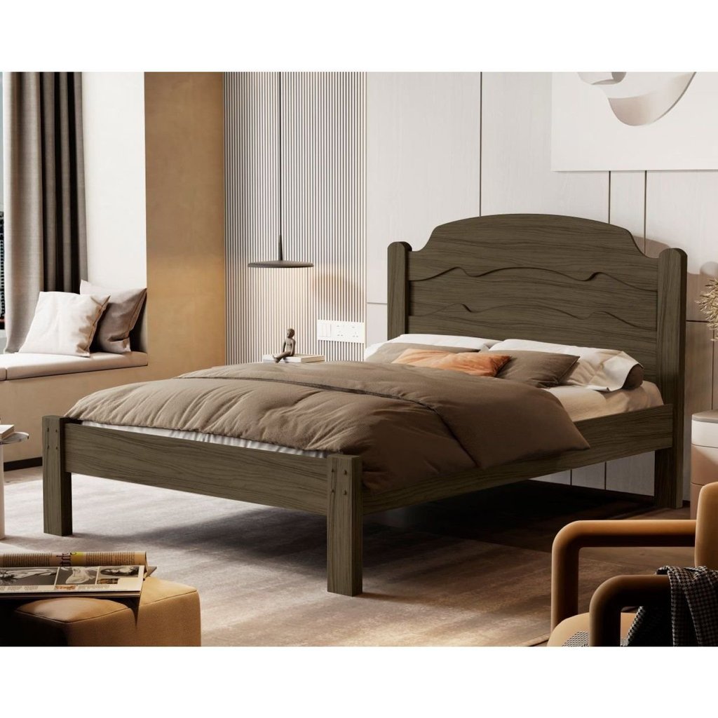 Cama Casal 100% MDF 107x144x195cm Iris Marrom/Castanho Castanho