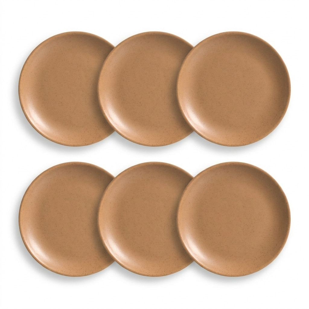 Conjunto 6 Pratos Sobremesa Doce Bolo Coup Organic Terracota Cerâmica Alleanza