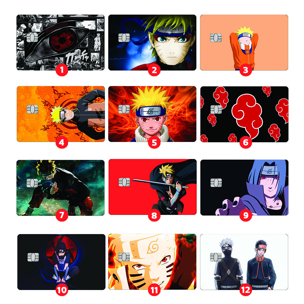 Adesivo para cartão de Credito Naruto natsuki sasuke debito credito vale refeição anime