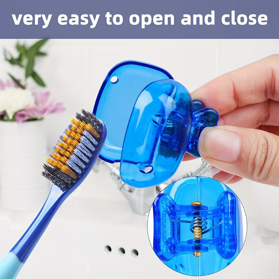 Estojo Protetor Portátil para Cabeça de Escova de Dentes com Mola, Acessório Higiênico de Abertura Simples para Viagens