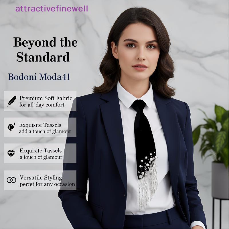 AWBR Pérola sel Gravata Longa Decorativa Feminina Estilo Preppy Camisa Acessório Moda Elegante Para Escola Faculdade Des