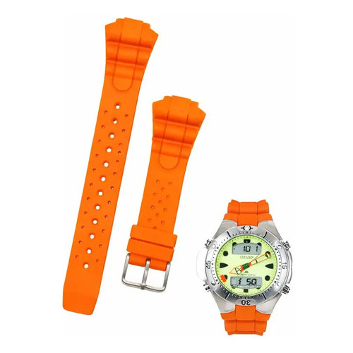 Pulseira Para Citizen Aqualand Jp1060 Al0050 B740 Laranja Laranja