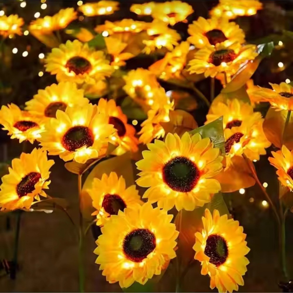 1pc Luzes Solares De Girassol 6 Cabeças 3 1 Cabeça Estaca De Jardim Ao Ar Livre Decorativo À Prova Dwaterproof Água LED 