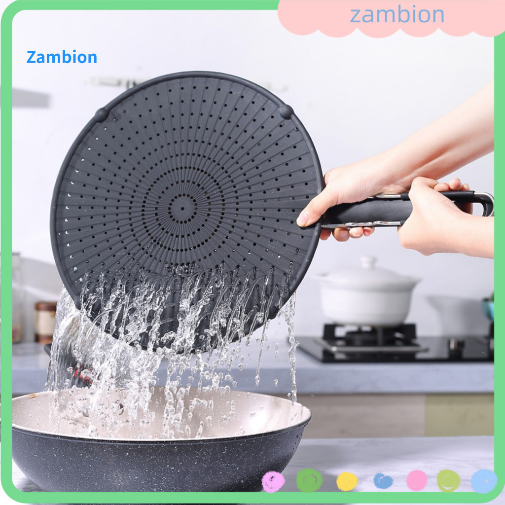 Splatter Screen Grease Guard with Handle Heat-resistant Non-stick Silicone Oil Splash for Frying Pan Reusable Kitchen To