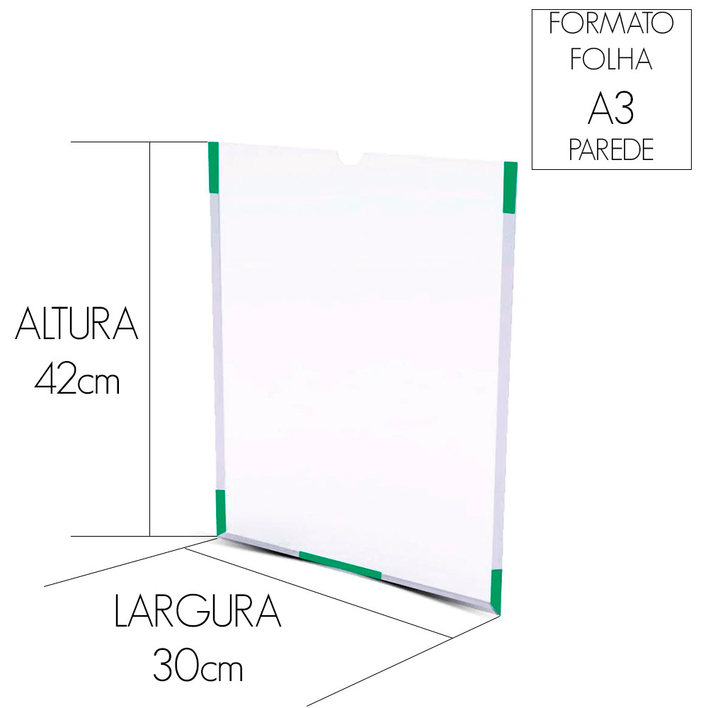 Prontuário Display A3 Acrílico Expositor Avisos Folha Papel Informações Organizador Escritório Loja