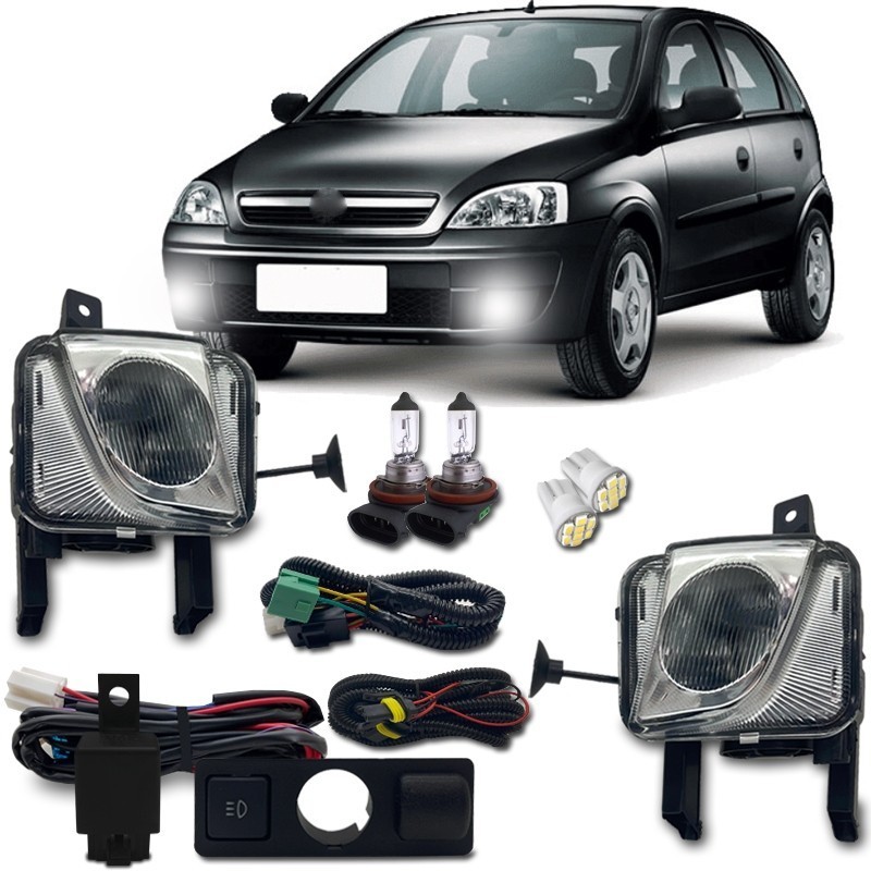 Kit Farol Milha Corsa Montana Meriva 2003 2004 2005 2006 2007 2008 2009 2010 2011 2012 Com Lampadas