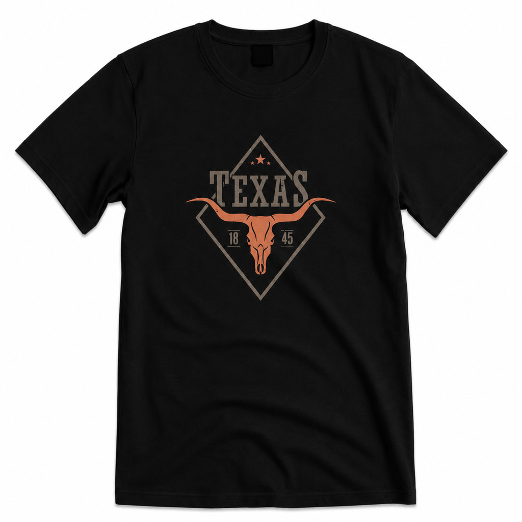 Camiseta Blusa Infantil Juvenil Unissex  Algodão Fio 30.1Texas Boi 1945 USA Moda Country Agro